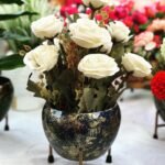 Fixed Artificial Flower With Metal Pot