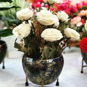 Fixed Artificial Flower With Metal Pot